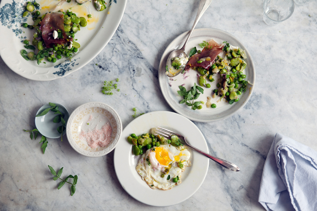 Peas and favas with prosciutto and eggs | Cannelle et Vanille