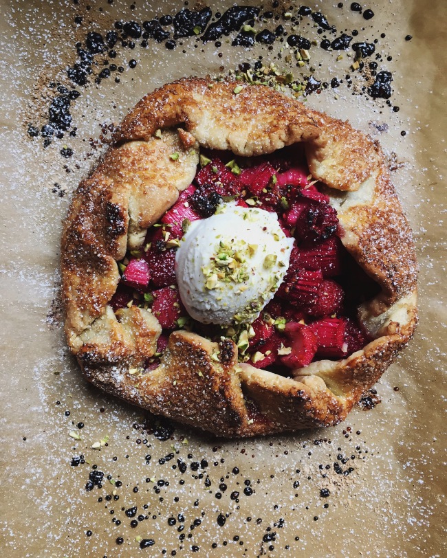 Rhubarb, raspberry and orange flower water galette | Cannelle et Vanille